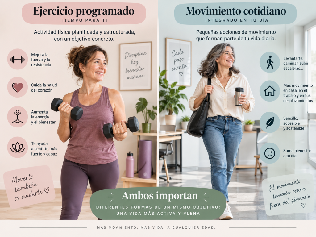 Ejercicio programado vs. movimiento cotidiano